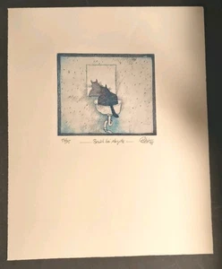 Original Farbradierung - Katze- GÜNTHER RÜCKERT - BESUCH BEI MAGRITTE- 17/75 - Bild 1 von 7