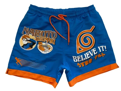 Pacsun x Naruto Shippuden Believe it Swim Trunks Blue/Orange Men's Size Medium - Image 1 of 4