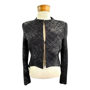 Frey Size M 12 Black White Felted Wool Cropped Structured Jacket - Picture 1 of 11