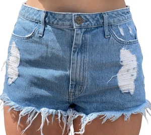 Mumu Blue Cut Off Jean Shorts Women 29 Blue Distressed Western Cowgirl Rodeo - Picture 1 of 9