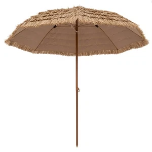 Patiojoy 8 FT Patio Thatched Tiki Umbrella 8 Ribs Portable Hawaiian Hula Beach - Picture 1 of 10