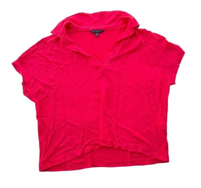 Blusa polo Banana Republic manga corta 100 % lino para mujer talla XS roja Foto 1 de 4