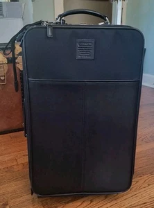 COACH Black Nylon leather trim upright 22" CarryOn Suitcase Luggage Travel #5496 - Picture 1 of 15