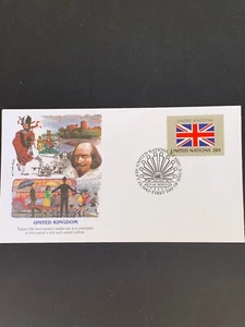 Stamps: United Nations FDC 14, Scott 399, United Kingdom Flag, 1983, NY - Picture 1 of 1