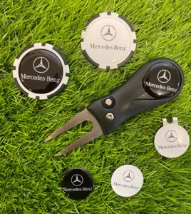Mercedes Pitchfork Magnetic Hat Clip With 4 Mercedes Markers And 2 Poker Chips - Picture 1 of 3