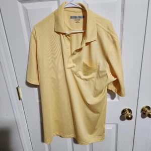 GREG NORMAN PLAY DRY SHORT SLEEVE GOLF YELLOW POLO SHIRT LARGE - Picture 1 of 9