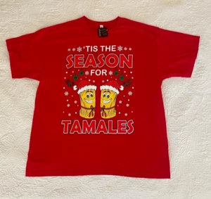 New 2XL men's "tis the season for tamales" Christmas holiday red shirt top adult - Picture 1 of 4