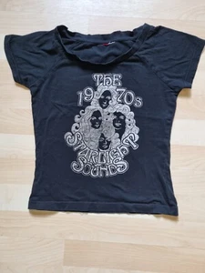 T-Shirt schwarz H&M Gr. XS Hippieaufdruck - Bild 1 von 2