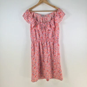 Jeanswest dress womens 12 fit flare pink floral short sleeve round neck 110270 - Picture 1 of 8