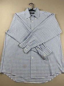 Chaps Shirt Mens Large 16 34-35 Blue White Oxford Knit Button Up Long Sleeve - Picture 1 of 12