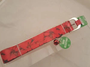 top paw Dog Collar COLORFUL RED POINSETTA S 10-14" Neck Christmas BELL EZ CLEAN - Imagen 1 de 2