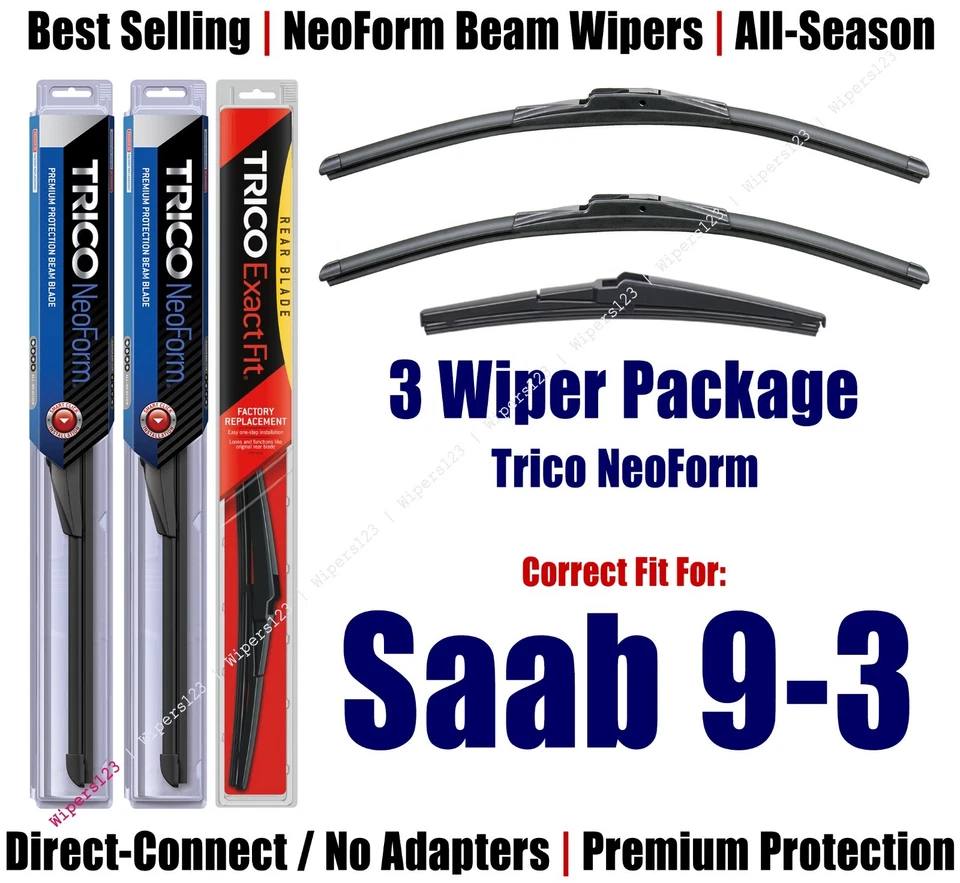 Pacote com 3 limpadores - NeoForm dianteiro e traseiro - ajuste 2006-2007 Saab 9-3 - 16220x2/12M - Imagem 1 de 1