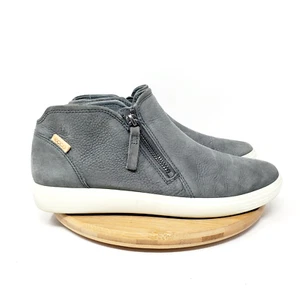 ECCO Soft 7 Low Bootie Womens 39 Grey Nubuck Leather Sneaker Comfort Shoes - Picture 1 of 12