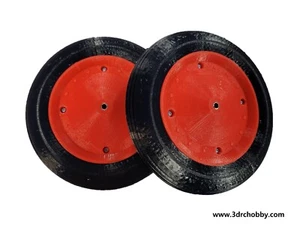 6.5in 165mm Model RC Airplane Wheels Low Bounce Treaded Rubber Tires Fokker DR1 - Picture 1 of 5