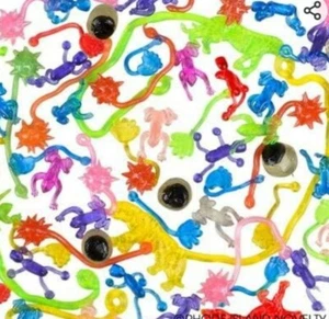 100 Sticky Stretchy Toy Assortment Fun Toy Prizes Party Goody Bags - Picture 1 of 1