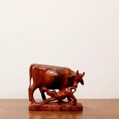 Cow and Calf Statue Vintage Handicraft Home Interior Decor Art Sculpture Gomata Foto 1 de 4