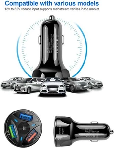 Adaptador de encendedor de cigarrillos USB de alta velocidad cargador de automóvil Hayatec 3 para 12V 24V - Imagen 1 de 7