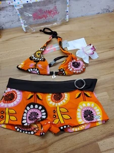 Banana Mond Badeanzug Set Bikini junges Mädchen Lou Lou Plucks orange Alter 12 - Bild 1 von 3