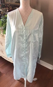 Vintage Night Shirt Tesoro Silky Satin Lingerie Soft Flannel Lined Blue Large - Picture 1 of 9