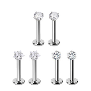 6/12PCS Crystal zircon Labret Lip Ring Tragus Nail Helix Ear Piercing Jewelry