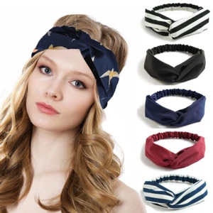 Boho Floral Twist Knot Headband Elastic Wrap Turban Hair Band Hairband Sports - Picture 1 of 30