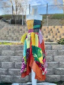 Lote de 10 piezas de vestido sari de seda vintage de mujer india reciclado hecho a mano hippie - Imagen 1 de 7