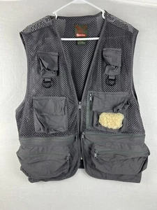 Vintage Garcia Grey Mesh Fishing Vest w/ Lambskin Patch Multi-Pocket Men’s L/XL - Picture 1 of 10