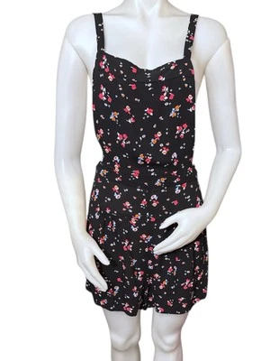 Pantalones Cortos Free People Sweet in the Streets Negros Florales Corbata Correas Talla M Foto 1 de 4