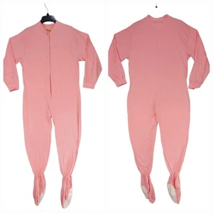 Big Feet Schlafanzug Gr. M Damen rosa weiß Einteiler Baumwolle Loungewear Fuß Jersey - Bild 1 von 11