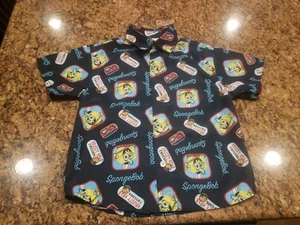 Nickelodeon Sponge Bob Polyester Button Up Short Sleeve Boys Shirt Sz 5 - Picture 1 of 8
