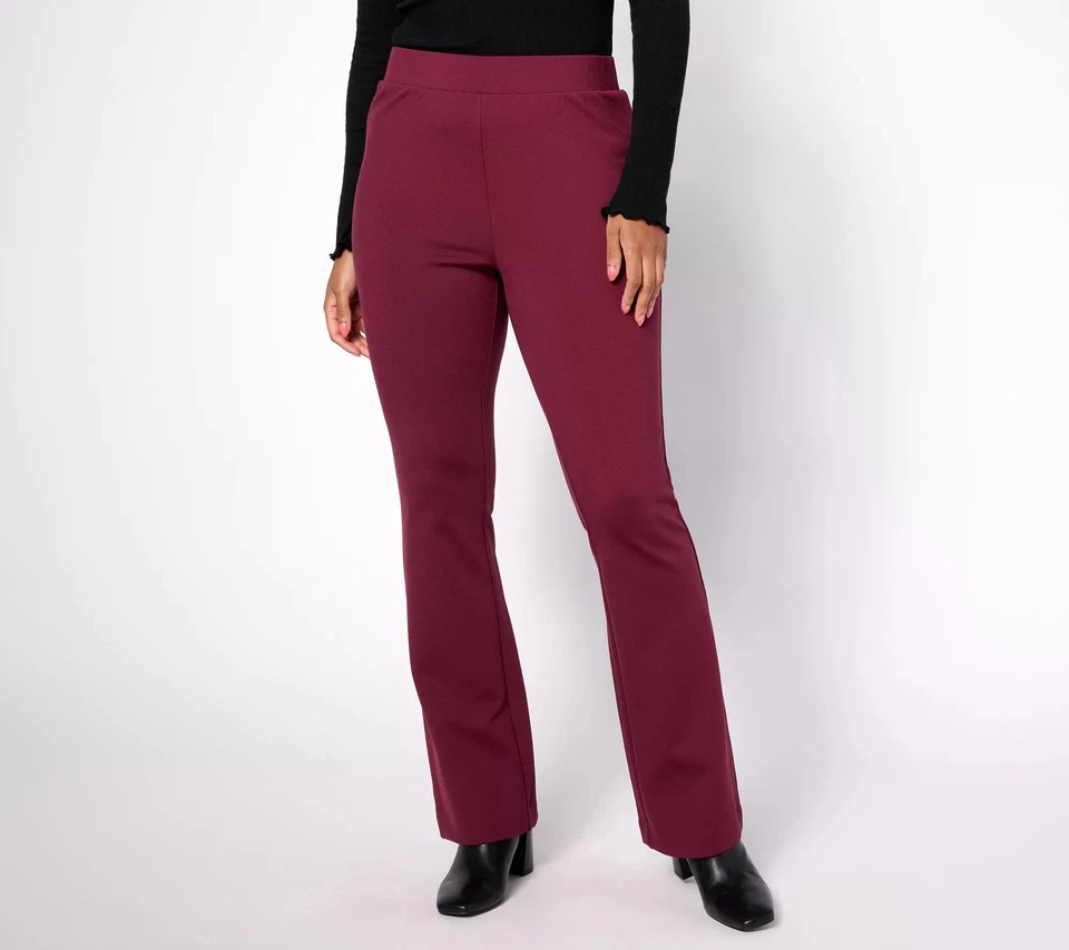 Isaac Mizrahi Live! Pantalones Petite Crepe Ponte Baby Bootcut Spiced Wine 2X Nuevos Foto 1 de 1