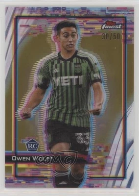 2023 Topps Finest MLS Hologlow Gold Refractor /50 Owen Wolff #H-28 Rookie RC - Image 1 of 2