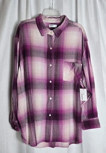 Sonoma Goods for Life Women's Purple Buffalo Plaid Flannel Top Size 2X NWT - Picture 1 of 8