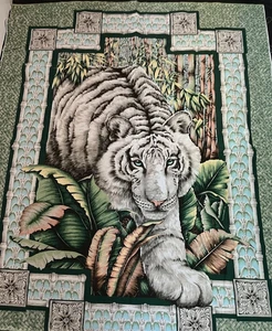 Alabaster Jungle Tiger Sewing Panel Springs Industries 9520 Green 35x44 - Picture 1 of 4