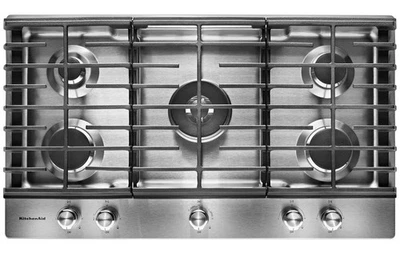 KitchenAid 36'' W 5 горелки газовая варочная панель с 20K БТЕ горелка и кипячение KCGS556ESS новый - Изображение 1 из 4