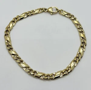 5mm Wide Gold Over 925 Sterling Silver Cuban Chain Bracelet 8” Unisex - Picture 1 of 15