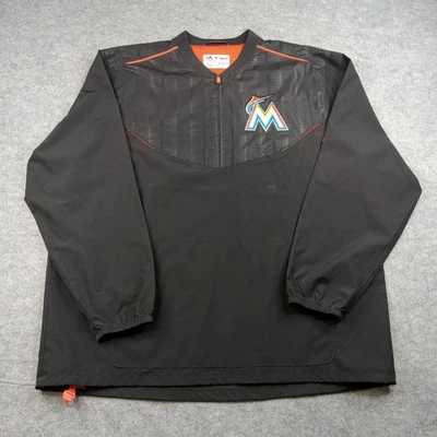 Miami Marlins Jacket Mens XL Black MLB Baseball Cool Base Quarter Zip Majestic - Image 1 of 4