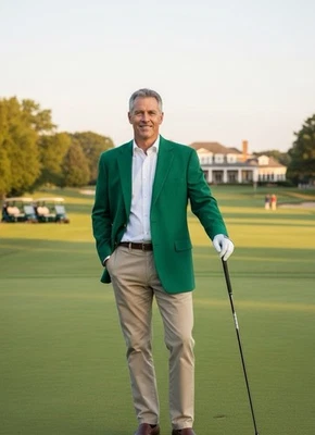 Jaqueta blazer Jos A Bank masculina 42R verde ouro 2 botões casaco esportivo taco de golfe - Imagem 1 de 4