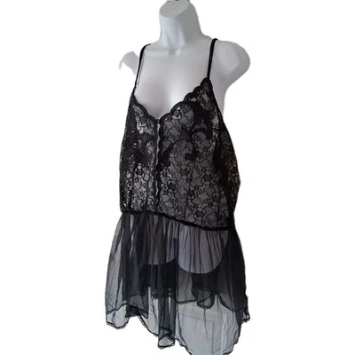 VENTURA  BLACK BABYDOLL SHORT SEXY LACE SIZE 4X  48" BUST - Image 1 of 4
