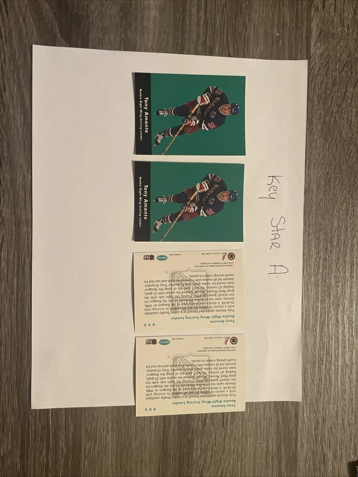 Tony Amonte Rookie Right Wing Scoring Leader 1991 Parkhurst 443 X 4 Cards - Image 1 of 1