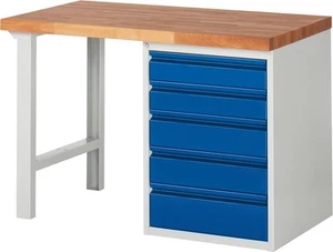 RAU Werkbank Arbeitsplatte Buche massiv 40 mm BxTxH 1250x700x840 mm - Bild 1 von 1