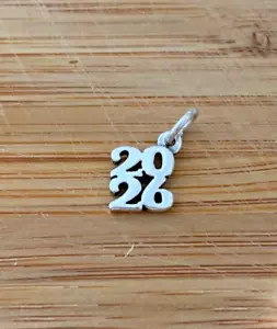 Sterling Silver 10x11mm Stacked Graduation Birth Anniversary Year 2026 Charm - Picture 1 of 2