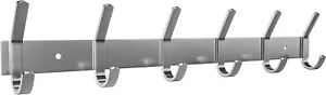 Brushed Nickel Coat Rack Wall Mount with 6 Double Hooks for Hanging â€“ 17 Inch - Picture 1 of 3