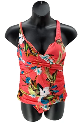 Jantzen Correa Ajustable Cuello en V Tankini Confort Calzoncillo Coral Botánico Foto 1 de 3