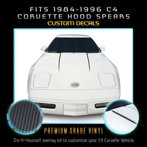 For 1984-1996 C4 Corvette Hood Spears Stripes Vinyl Decals - Matte Carbon Fiber - Foto 1 di 15