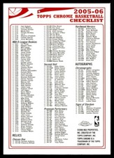 2005-06 Topps Chrome Checklist Rookie G6 Toronto Raptors #NNO
