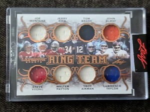 LEAF ULTIMATE SPORTS RING TEAM 8 HOF NFL PATCHES Brady  Payton  Montana  Rice/30