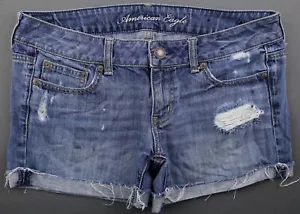 Women's 2011 American Eagle Low Rise Jean Shorts Distressed Cotton Size 8 (33x3) - Picture 1 of 8