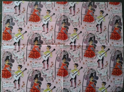DENNISON vintage kitsch Congratulations wrapping paper Spanish couple flamenco - Image 1 of 4