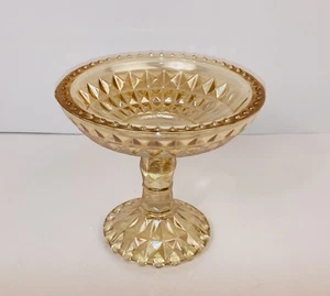 Vintage Rosa/Pfirsich Glas Jeanette Windsor Diamant Kompott Süßigkeiten Schale * kleine Chips - Bild 1 von 5